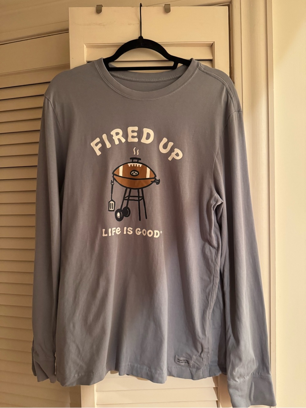 Life Is Good Men's Long-Sleeve 'Fired Up' Graphic Tee - Light Blue